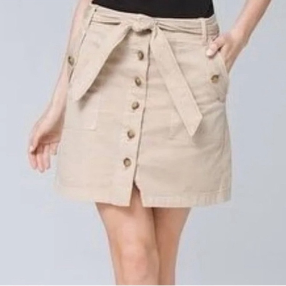 White House Black Market Khaki Belted Skirt